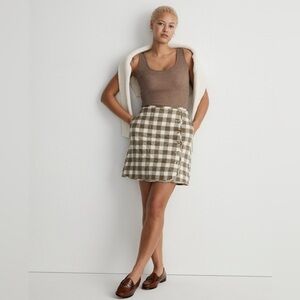 Madewell Curvy Quilted Flannel Mini Skirt in Gingham Check NWT Women’s Size 8
